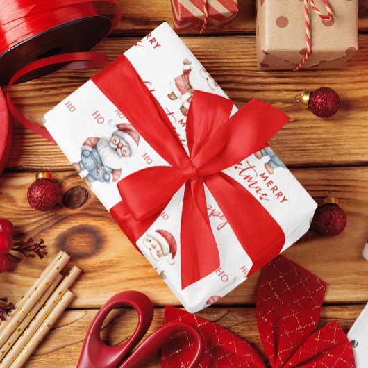 Happy Joyful Santa Claus Ho Ho Ho Ho Frohe Weihnac Geschenkpapier