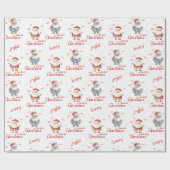 Happy Joyful Santa Claus Ho Ho Ho Ho Frohe Weihnac Geschenkpapier (Flach)