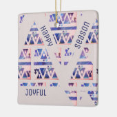 Happy Joyful Season Modern Blue & Off White Keramikornament (Links)