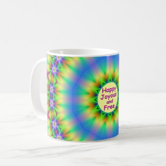Happy, Joyous and Free Mandala Kaffeetasse (Vorderseite Links)