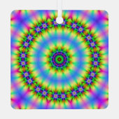 Happy, Joyous and Free Mandala Ornament Aus Metall (Rückseite)