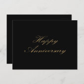 Happy Jubiläum Gold Schriftart Drehbuch schwarz Postkarte (Vorne/Hinten)