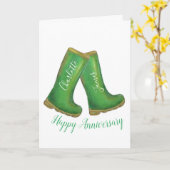 Happy Jubiläum grüne Gärtnerei weich Stiefel Karte (Gelbe Blume)