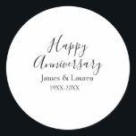 Happy Jubiläum Hochzeitstag Jahr einfache mi Runder Aufkleber<br><div class="desc">Entwurf</div>