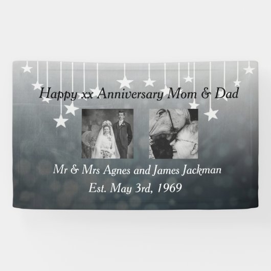 Happy Jubiläum Mama und Vater Altes und Neues Foto Banner (Horizontal)
