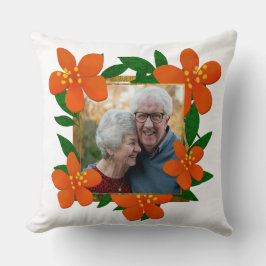Happy Jubiläum Mama und Vater Orange Red Floral Kissen