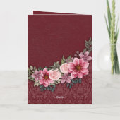 Happy Jubiläum Mama und Vater Pink Roses Damask Karte (Rückseite)