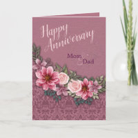 Happy Jubiläum Mama Vater Rosa Rosen auf Damask