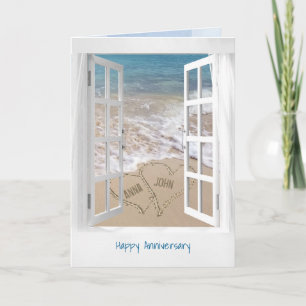 Happy Jubiläum offenes Strandfenster Karte