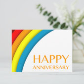 Happy Jubiläum (Retro-Regenbogen) Einladung (Stehend Vorderseite)