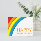Happy Jubiläum (Retro-Regenbogen) Postkarte (Stehend Vorderseite)