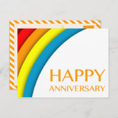 Happy Jubiläum (Retro-Regenbogen) Postkarte (Vorne/Hinten)