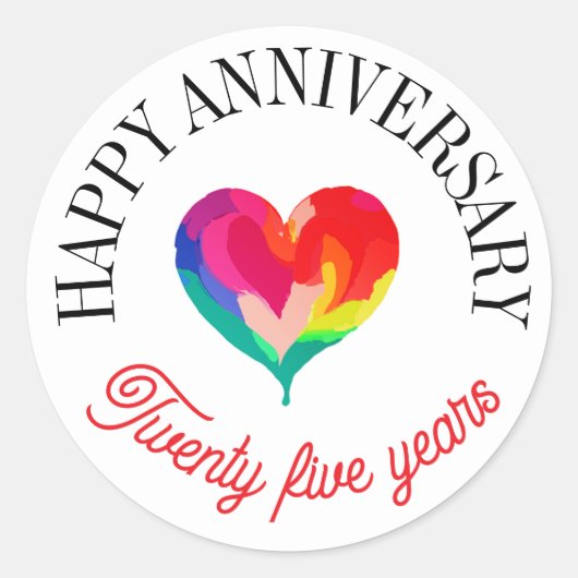 Happy Jubiläumsaufkleber Runder Aufkleber (Vorderseite)