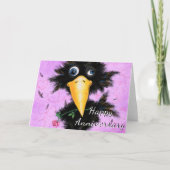 Happy Jubiläumskarte in Liebe Crow Romantik Karte (Vorderseite)