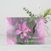 Happy Jubiläumskarte Lila Pink Lily Blume (Stehend Vorderseite)