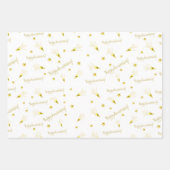 Happy Jubiläumsmuster Goldstars Party Poppers Geschenkpapier Set (Vorderseite 3)