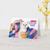 Happy July 4. Cat Karte (Gelbe Blume)