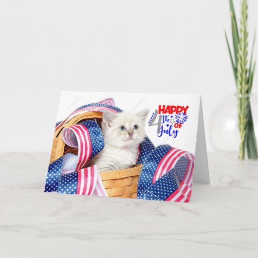 Happy July 4. Cat Karte (Vorderseite)