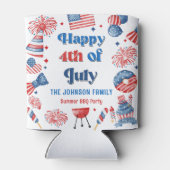 Happy July 4. Fireworks GRILLEN Party Paper Teller Dosenkühler (Rückseite)