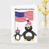 Happy July 4 Pinguine Karte (Gelbe Blume)