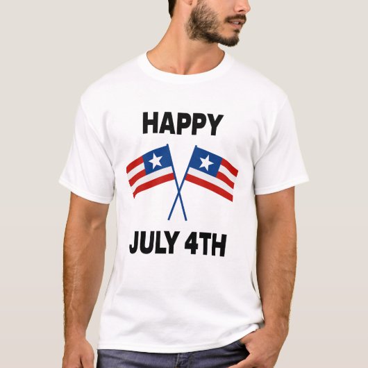 HAPPY JULY 4 TH (blkprint) T-Shirt (Vorderseite)