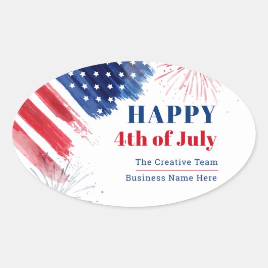 Happy July 4th Independence Day USA Business Ovaler Aufkleber (Vorderseite)