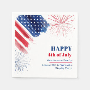 Happy July 4th Independence Day USA Family Paper Serviette