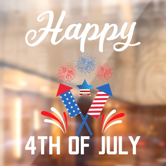 Happy July 4th Independence Day USA Flag Fireworks Fensteraufkleber (Blatt 2)