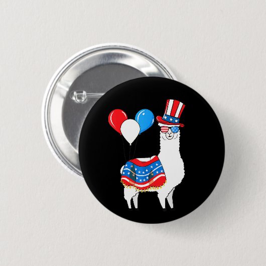 Happy July 4th Llama Button (Vorne & Hinten)