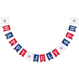 Happy July 4th Red White Blue Bunting Flags Wimpelkette