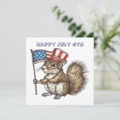 Happy July 4th squirrel Einladung (Stehend Vorderseite)