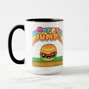 Happy Jump Burger Titel Stil Tasse