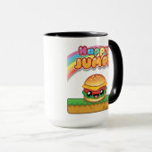 Happy Jump Burger Titel Stil Tasse (VorderseiteRechts)