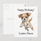 Happy Jumping Dog Art - Happy Birthday Postkarte (Vorne/Hinten)