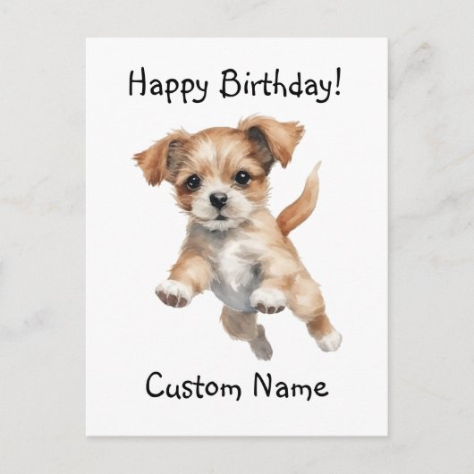Happy Jumping Dog Art - Happy Birthday Postkarte (Vorderseite)