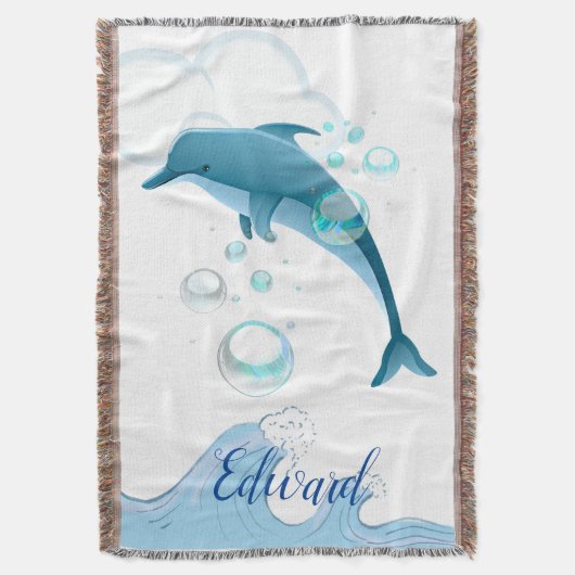 Happy Jumping Dolphin mit Blasen Decke (Vorderseite Vertikal)
