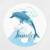 Happy Jumping Dolphin mit Blasen Etiketten (Design 2)