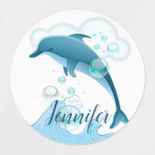 Happy Jumping Dolphin mit Blasen Etiketten (Design 1)