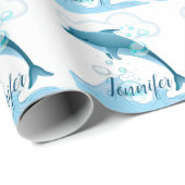 Happy Jumping Dolphin mit Blasen Geschenkpapier (Rolleneckpunkt)