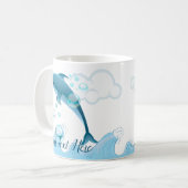 Happy Jumping Dolphin mit Blasen Kaffeetasse (Vorderseite Links)