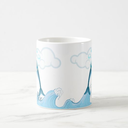 Happy Jumping Dolphin mit Blasen Kaffeetasse (Mittel)
