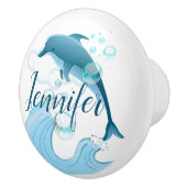 Happy Jumping Dolphin mit Blasen Keramikknauf (Rechts)