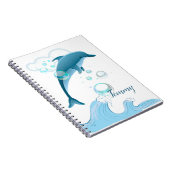 Happy Jumping Dolphin mit Blasen Notizblock (Rechte Seite)