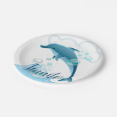 Happy Jumping Dolphin mit Blasen Pappteller (Schrägansicht)