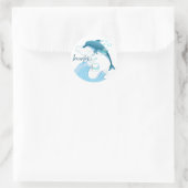 Happy Jumping Dolphin mit Blasen Runder Aufkleber (Tasche)