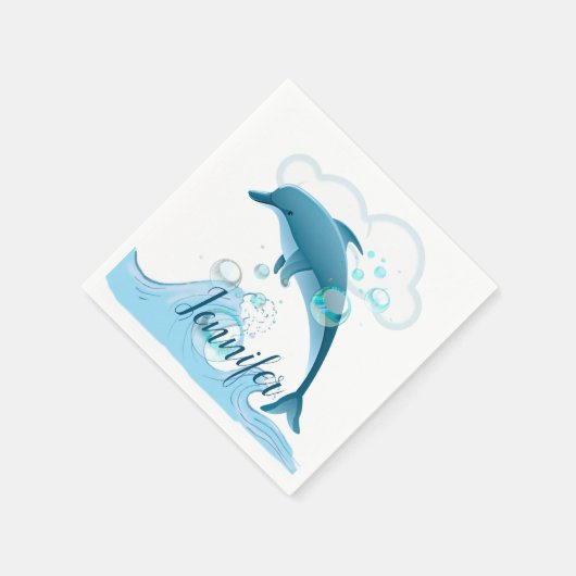 Happy Jumping Dolphin mit Blasen Serviette (Ecke)