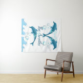 Happy Jumping Dolphin mit Blasen Wandteppich (Beispiel (Horizontal))