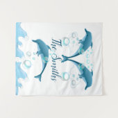 Happy Jumping Dolphin mit Blasen Wandteppich (Vorderseite (Horizontal))