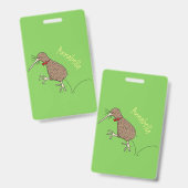 Happy Jumping Kiwi mit Bug-Krawatte Cartoon Design Ausweis (Vorder- & Rückseite)