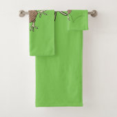 Happy Jumping Kiwi mit Bug-Krawatte Cartoon Design Badhandtuch Set (Insitu)